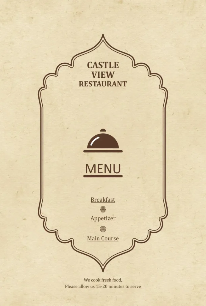 Restaurant Menu - Castle View Jodhpur