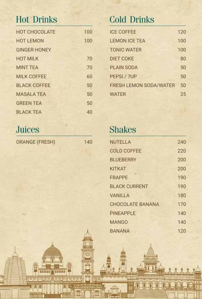 Restaurant Menu - Castle View Jodhpur