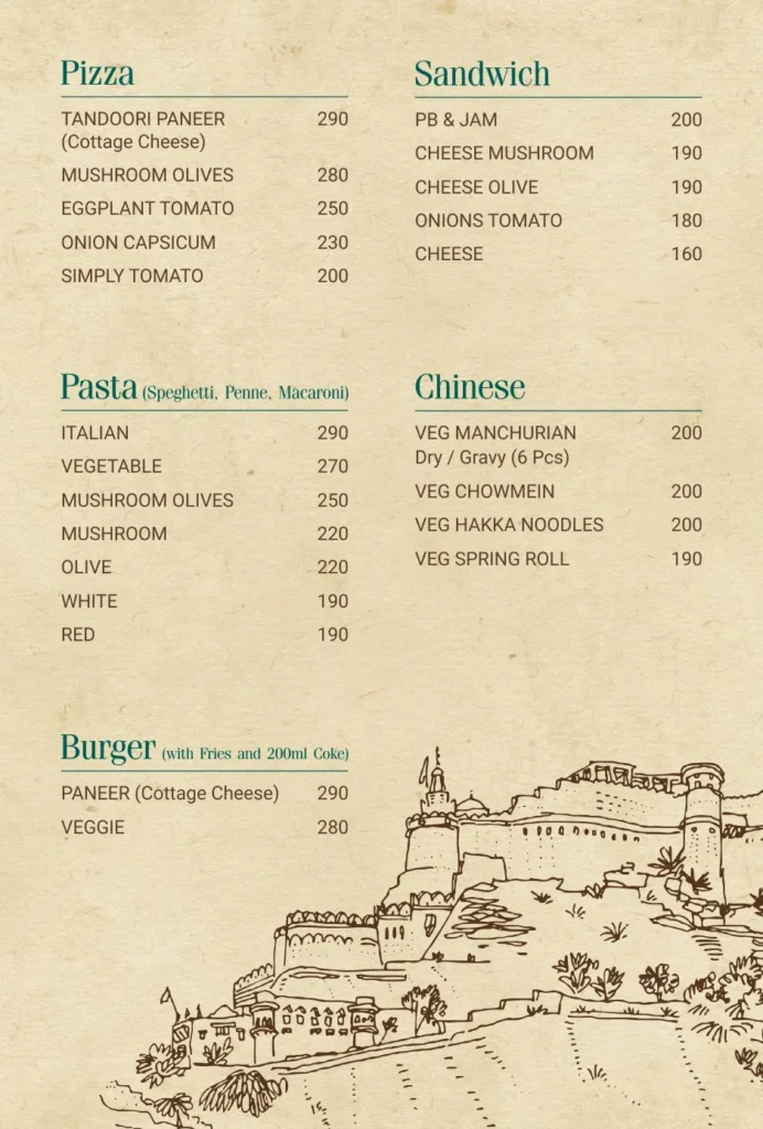 Restaurant Menu - Castle View Jodhpur